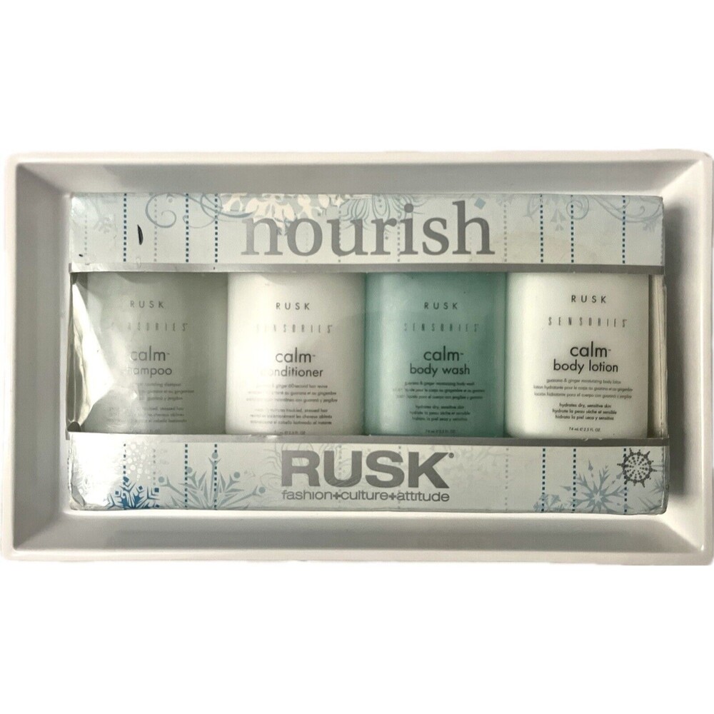 Rusk Sensories Nourish Shampoo Conditioner Body Lotion Body Wash Calm Gift Set